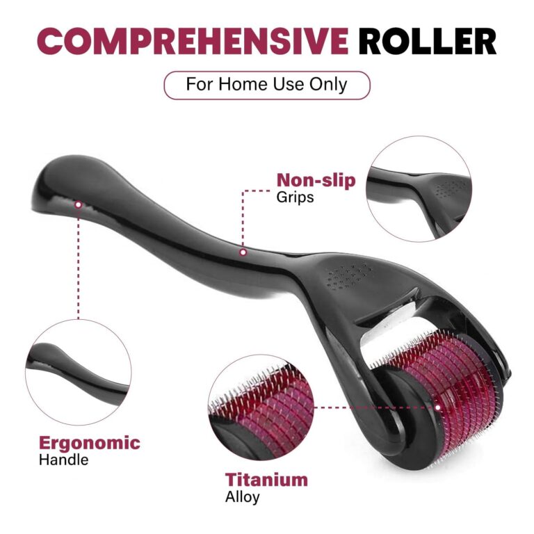 JM SELLER Roller With 540 Titanium Needles | Suitable for Anti-aging | Open Pores | Acne Scars | Hair & Beard Growth | Skin Care Men and Women (1.5 mm)