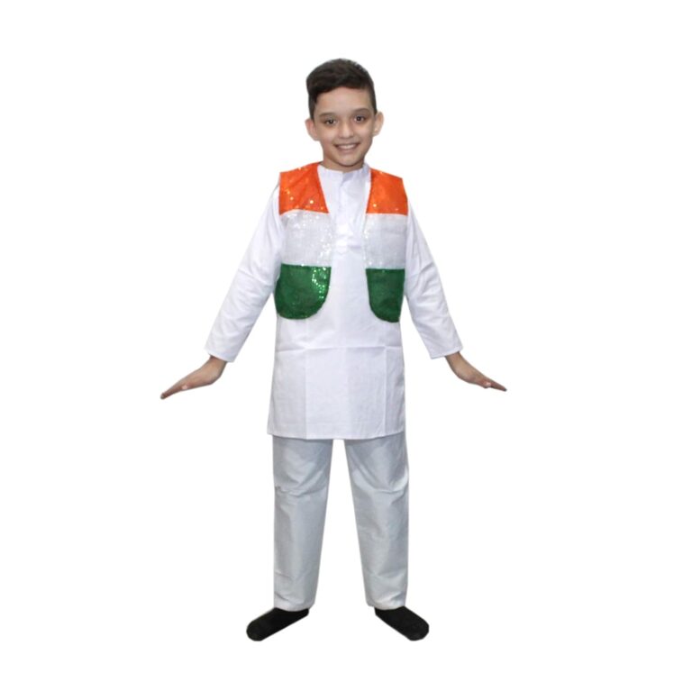 Kaku Fancy Dresses Polyester Tricolor Jacket For Independence Day/Republic Day Tricolor Costume For Boys & Girls