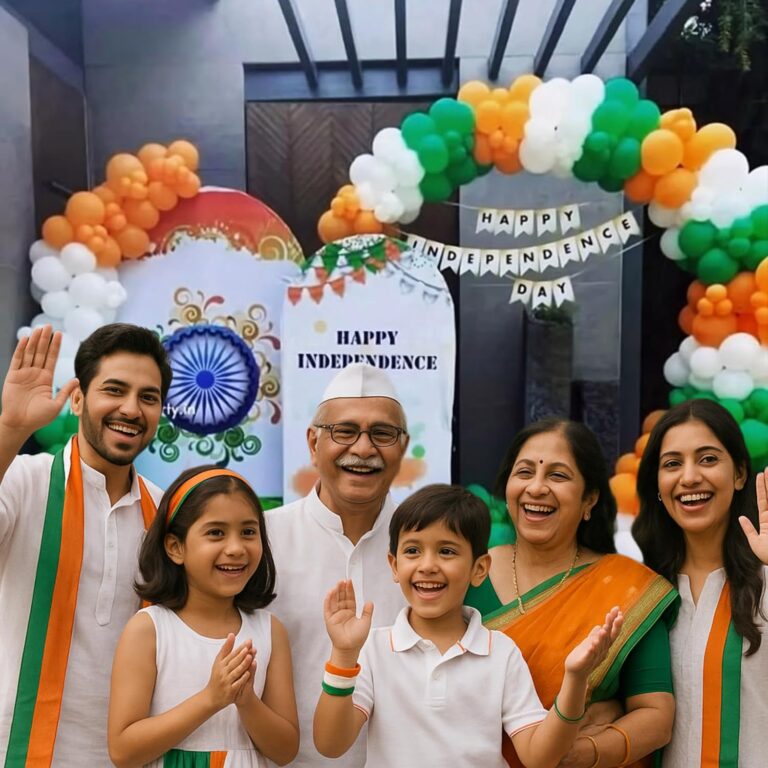 Party Box Independence Day Decoration Kit – Tricolor Balloons Happy Independence Day Banner(Cardstock) (60 Balloons)