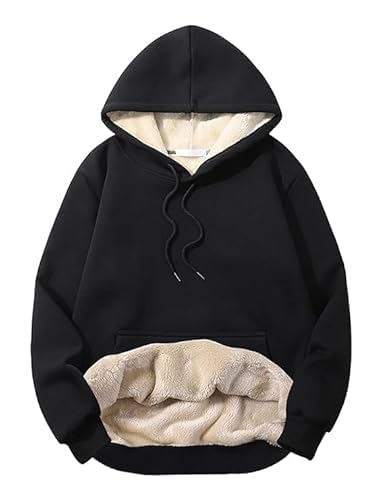 BLACKSTEP Women’s Fleece Sherpa Hoodie, Winter Warm Pullover Sweatshirt, Soft Fur Lined, Casual Hooded Sweatshirt, Cozy & Stylish Outerwear