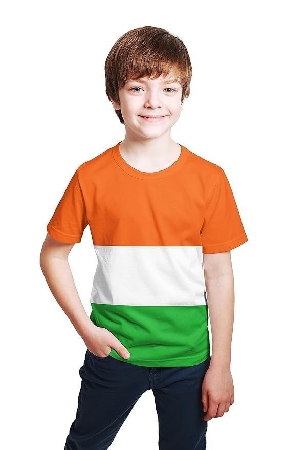 LilBits Boys Indian Flag Tri-Color Republic/Independence Day Tiranga Cotton Half Sleeve T-Shirts