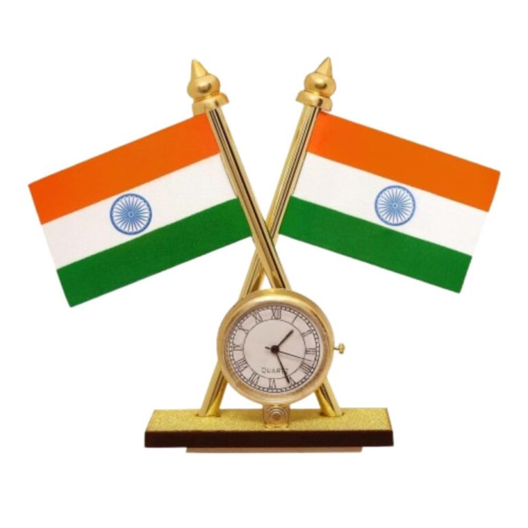 Narula Party Shinerz Indian Flag Car Dashboard Decor Quartz Clock | Tiranga Car Accessory | Patriotic Dashboard Showpiece Republic Day, Independence Day | Premium Car Gift India – Pack of 1