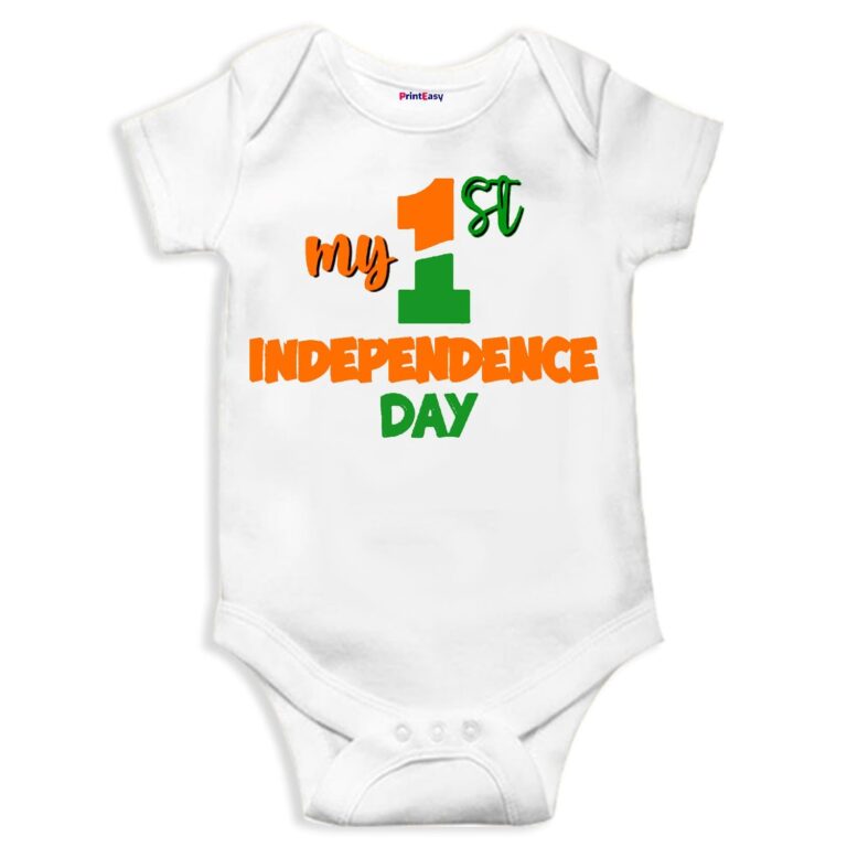 PrintEasy My First Independence Day | My 1st Independence Day Printed Cotton Unisex Kids Romper for Baby Boys & Girls – 03