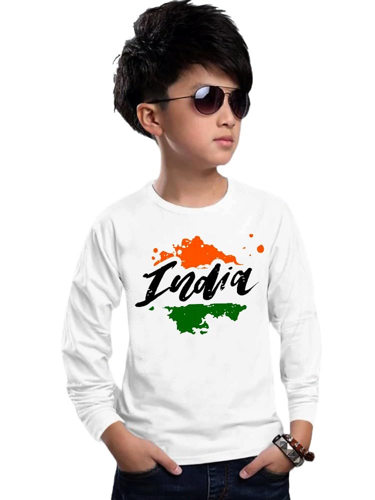 PrintEasy® India_Bharat Printed Cotton Round Neck Long Sleeve Regular Fit Unisex Kids T-Shirt for Boys & Girls (Design-01)
