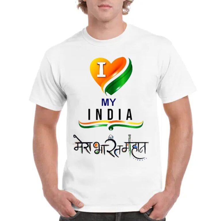 independenceday Dress Republicday White Printed T-Shirts Round Neck Toddlers Graphic Print