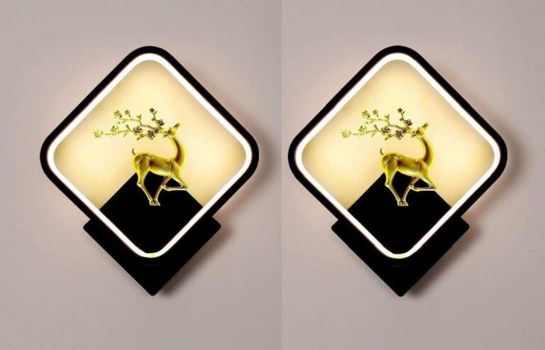 Groeien ABS Pack of 2 Tricolor LED Home Decor Fancy Wall Indoor/Outdoor Decorative Lights for Bedroom,Living Room,Kitchen(Warm+Natural+CoolWhite) (2, hiran-Square)