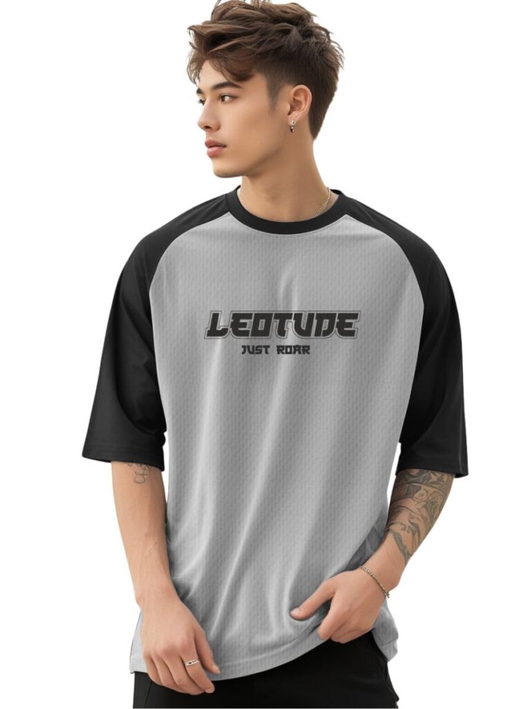 LEOTUDE Men Classy Look Dri-Fit Round Neck Half Sleeve Tshirt| Colorful Oversized Fit T-Shirt for Mans