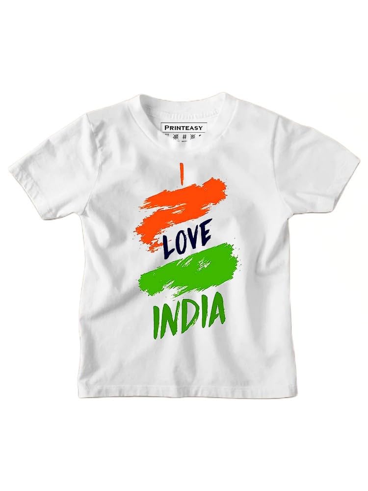 PrintEasy� I Love India Cotton Round Neck Short Sleeves Unisex T-Shirts for Boys & Girls