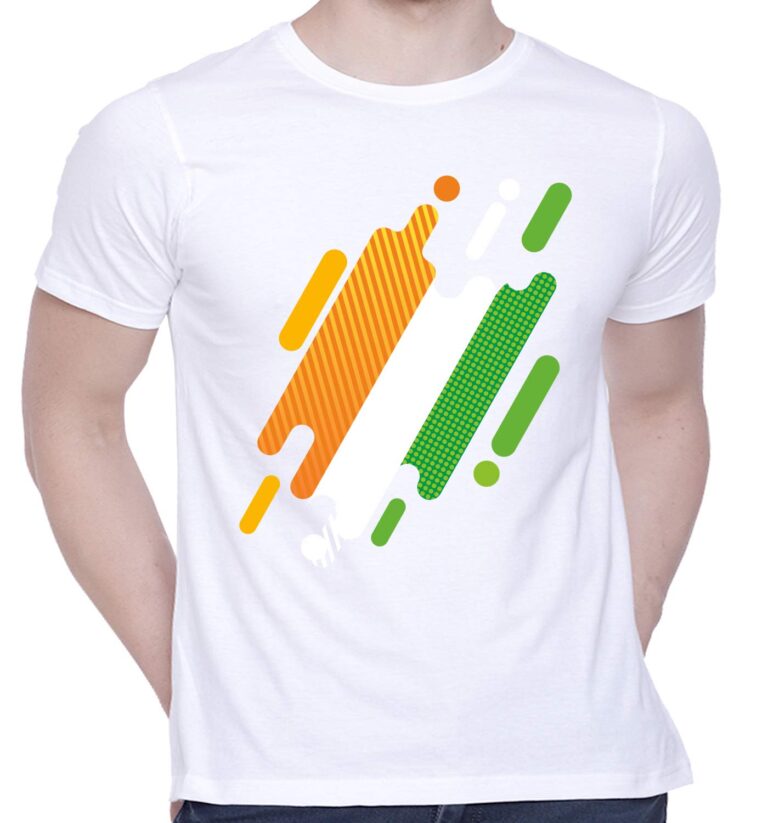 Graphic Printed T-Shirt for Unisex Indian Tricolor Creative Artwork Tshirt | Casual Half Sleeve Round Neck T-Shirt | 100% Cotton | D00049-13