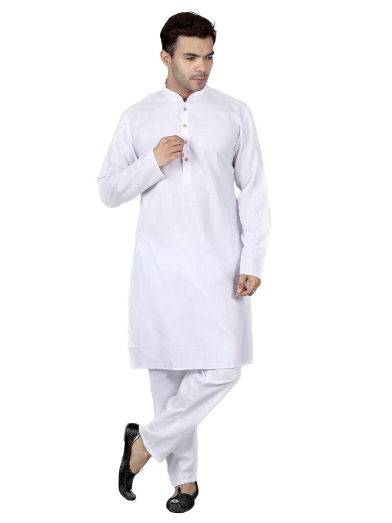 Uri and MacKenzie Mens Casual Solid Cotton Kurta Pajama Set
