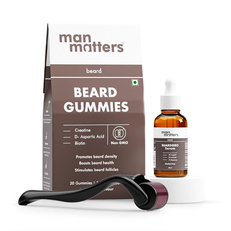 Man Matters Ultimate Beard Growth Kit With Beard Serum, Beard Gummies & Advance Derma Roller | With 4% Anagain, 1% Rosemary, Biotin | For Beard Growth & Nourishment | SLS & Alcohol Free, 100% Vegan
