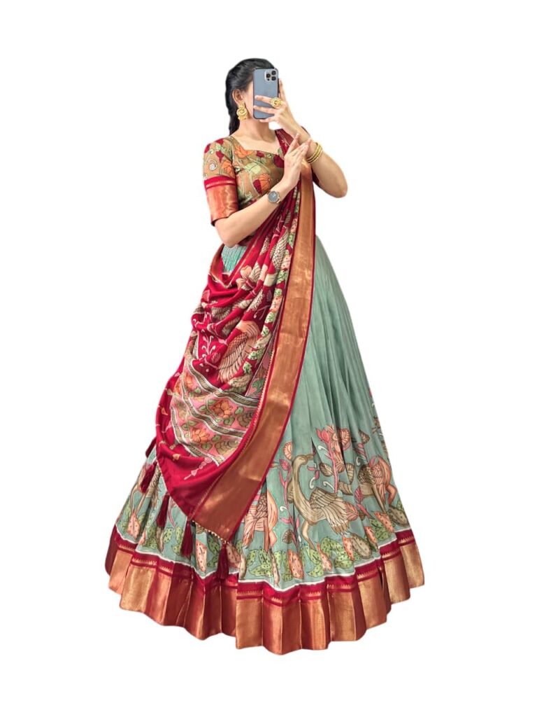 Snazzy Stitch Women’s Wedding Special Foil Work Tussar Silk Lehenga Choli For Any Occasion