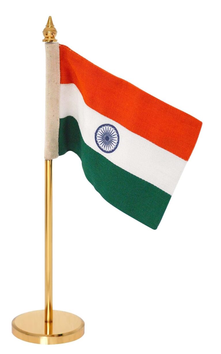 DECOR Indian Flag for Office Table, Premium Khadi Fabric, Gold-Plated Metal Base, Ideal for Home, Conference Room Decoration & Corporate Gifting