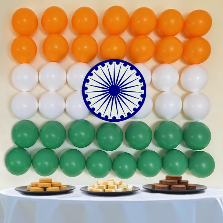 Party Propz Happy Independence Day Decoration Items – Set Of 44pcs, Tri Color Balloons For Decorations, Ashoka Chakra Cutout For Decorations, 15th August Decoration Items