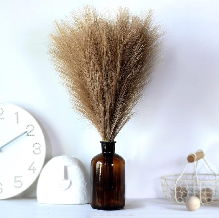 TIED RIBBONS Silk Pack Of 4 Fluffy Pampas Grass Artificial Flower(Brown,45.7 Cm)For Decoration Vase Pot Home Decor Farmhouse Bedroom Living Room Table Corner Wedding Birthday Decorative Items