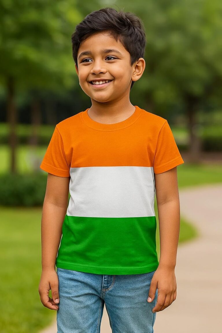 Boys & Girls Cotton T-Shirt for Independence Day Special | Tricolor Round Neck Tee for Boys | Half Sleeve T-Shirt | Round Neck T-Shirt | Pack of 1|