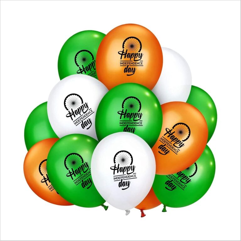 HK balloons Special Printed Balloons Decoration Item Celebrations To “Happy Independence Day” Printed Balloons Pack Of 50Pcs Tiranga Balloon /15 August Decoration Items Rubber