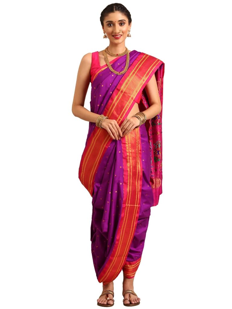 Varkala Silk Sarees Women’s Kadiyal Soft Silk Nauwari Paithani Saree With Blouse Piece