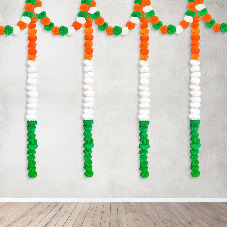 Party Propz Independence Day Decoration Items – 5 Pcs Tricolour Garland for Decorations, 15th August Decoration Items, Tricolour Hanging Decorations for Independence Day, Tricolor Frill
