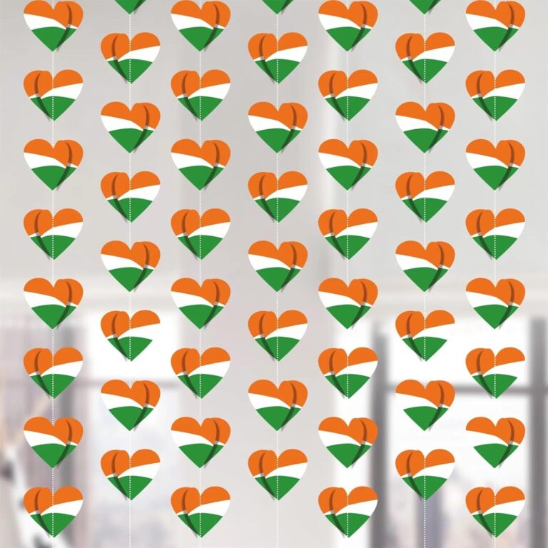 TOYXE Tri Color Heart Frills for Independence Day | Republic Day Decoration Pack of 4 Pieces