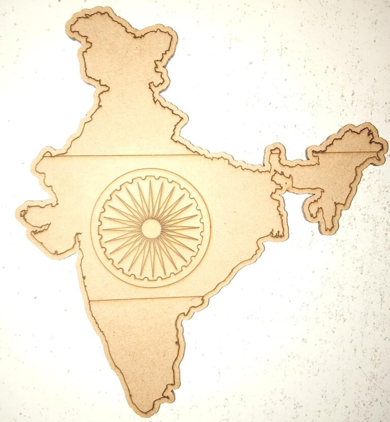 Cliths 10 Pcs Wooden Indian Map Flag Cutout for DIY Craft Projects Art Board for School Activities Independence Republic Day Decoration Home Wall Decor Painting Base