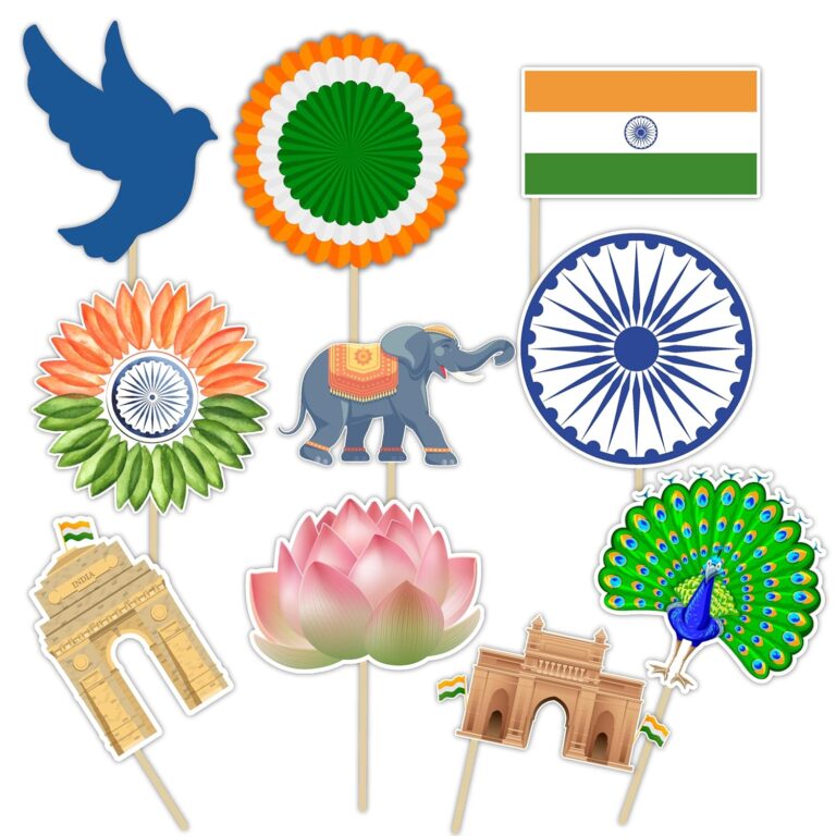 Stickloop Independence Day Photo Booth Props, Selfie Props | Indian Theme Props for Photoshoot Kids School Office Decor (10)