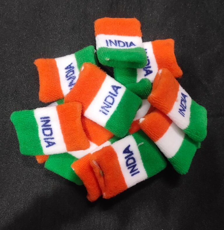 Generic Indian Flag Wristbands, Tricolour Sports Bands with India Text, (Pack of 10) Orange-White-Green