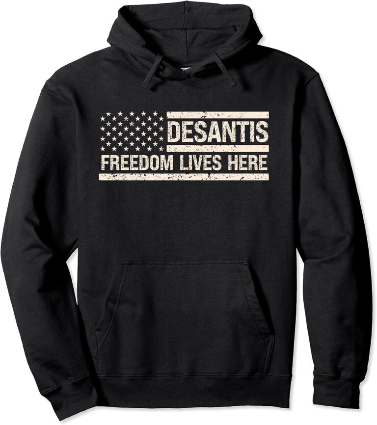 APSRA TRADER Ron Desantis Freedom Lives here Florida 2024 US Flag Unisex Hooded Sweatshirt Printed Non-Zipped with Convenient Kangaroo Pockets Hoodie for Men/Women (AH2303)