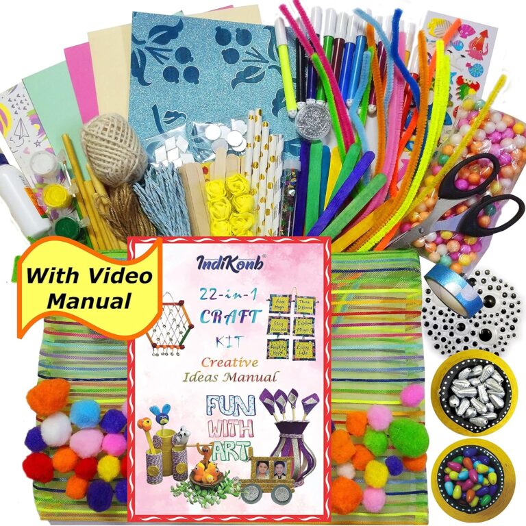INDIKONB 22 in 1 Art and Craft Kit for Girls and Boys with Crafts Supplies Set All Craft Materials Items for Kids DIY for All Ages 8-10, Age 9-12, Age 12-16 Old – Art Kit # 2, Multicolour