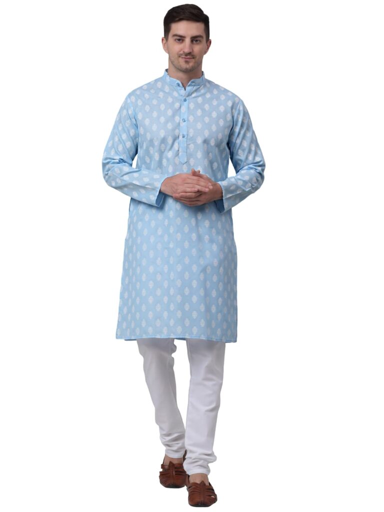 Jompers Men’s Cotton Floral printed kurta Pyjama Set.