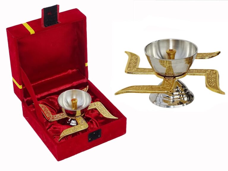 INDICRAFTSVILLA: Crafts Place to Discover World Traditional Swastik Diya with Royal Velvet Box for Pooja,Diwali,Home Decor, Return Gift