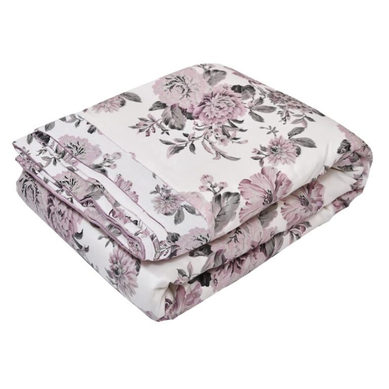 LINENWALAS 300 Tc Cotton Reversible Double Bed Dohar with Silk Border | Soft-Lightweight Blanket -Double (90 X 100) Inches,Boho Mink Floral