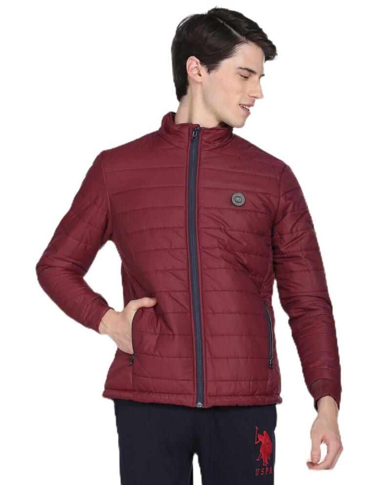 U.S. POLO ASSN. Men High Neck Solid Polyester Padded Standard Length Jacket