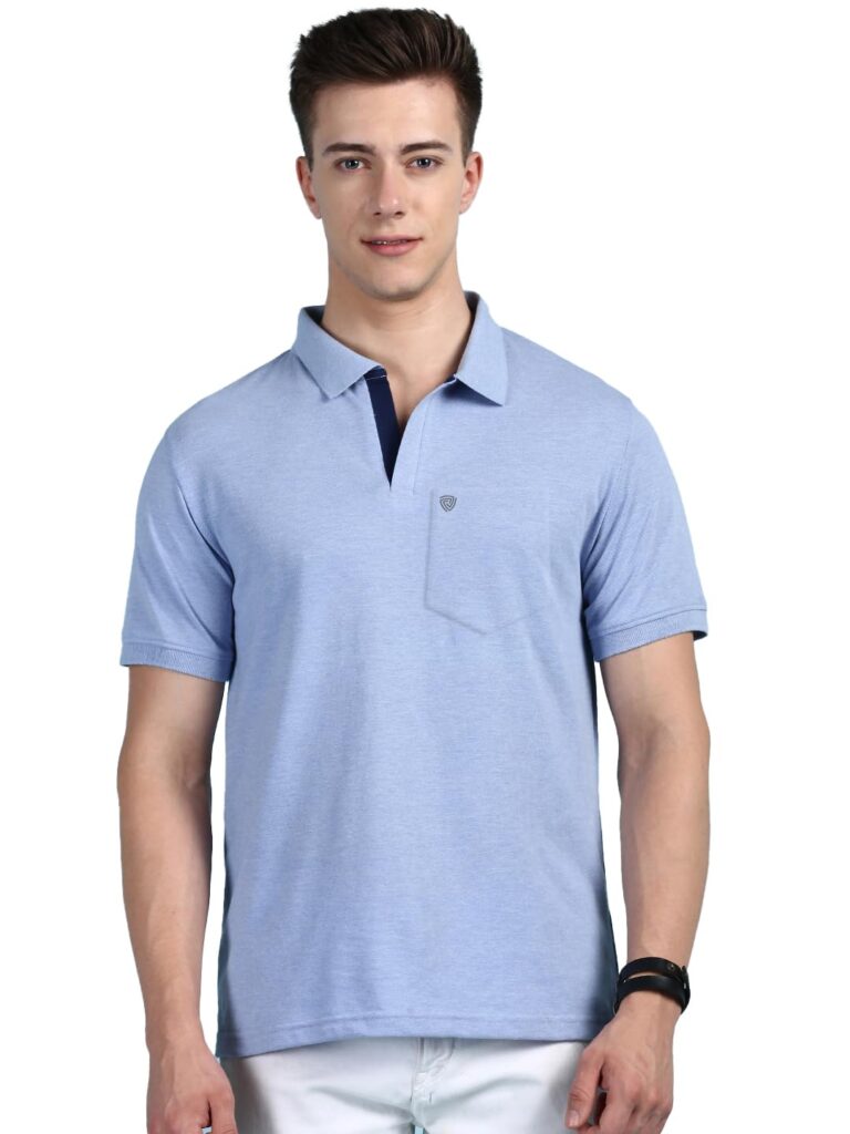 Lux Cozi Men’s Half Sleeve Soild Casual Regular Fit T-Shirt with Chest Pocket | Polo Tshirt for Men