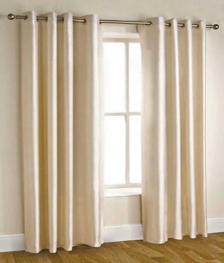 Homefab India Pack of 2 Royal Silky Cream Door Curtains with Stainless Steel Eyelets – 7 feet