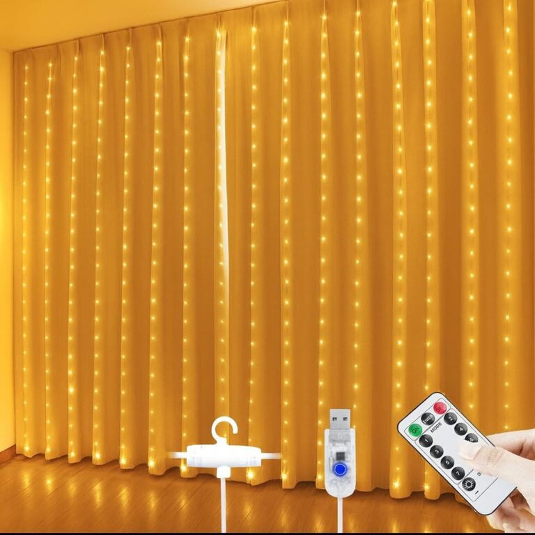 Gesto USB Curtain LED String Lights – 300 Warm White Fairy Lights with 8 Modes Remote, Waterproof, for Home, Room, Wall, Balcony, Birthday, Wedding & Diwali Decoration, Backdrop Lights (9.8×9.8 Ft)
