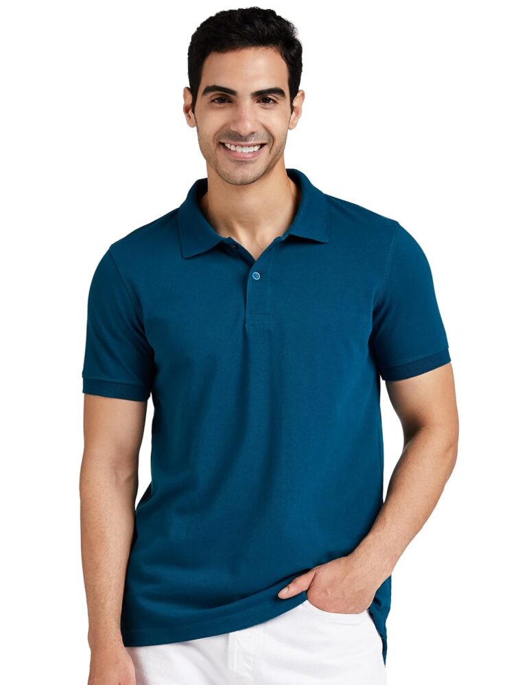Amazon Brand – Symbol Men’s Cotton Rich Solid Polo Tshirt | Collar Tshirts | Half Sleeves | Plain-Regular Fit (Available in Plus Size and Combo Pack of 2)