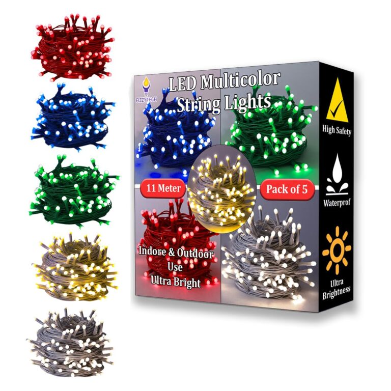 fizzytech Rice Lights – 40 LED 11 Meter Decorative String Light | Multicolor Fairy Lights for Room Decoration | Rice Lights for Decoration, Diwali Lights for Home, Wedding, Party & Festival (5 Pack)