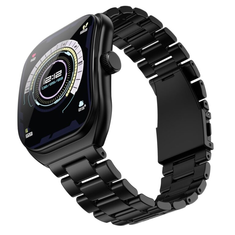 GOBOULT Newly Launched Trail Pro Smartwatch 2.01” 3D Curved Screen+AMOLED, BT Calling 5.3, 600 Nits Brightness, IP68, 250+ Watchfaces, 120+ Sports Modes, AI Voice Assistant, SpO2 Tracking (Metal Black)