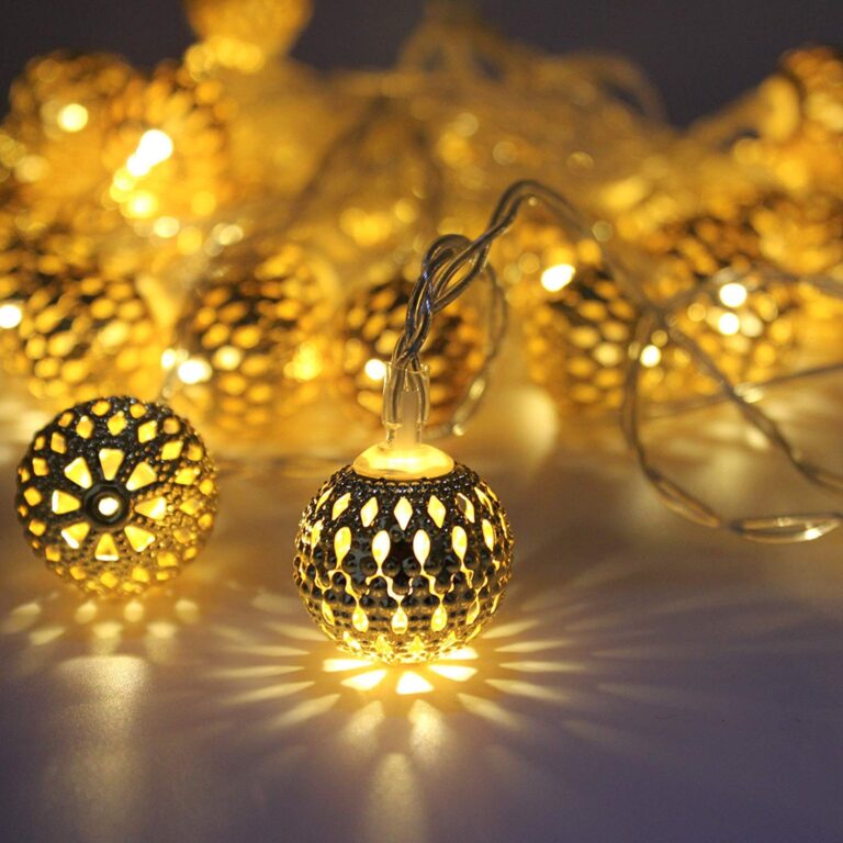 Litehom Copper Moroccan Ball 11Ft 16LED Fairy String Light, Diwali Lights For Decoration For Home, Led Lights For Home Decoration, Diwali Lights (Warm-White)