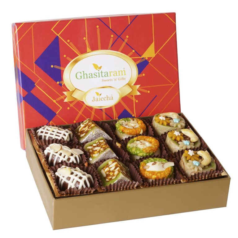 Ghasitaram Gifts Jaiccha Exotic Dryfruit Sweets in Premium Box 12pcs|Sweets|Sweets Gift Pack|Diwali Sweets|Indian Mithai|Diwali Sweets Gift Box|