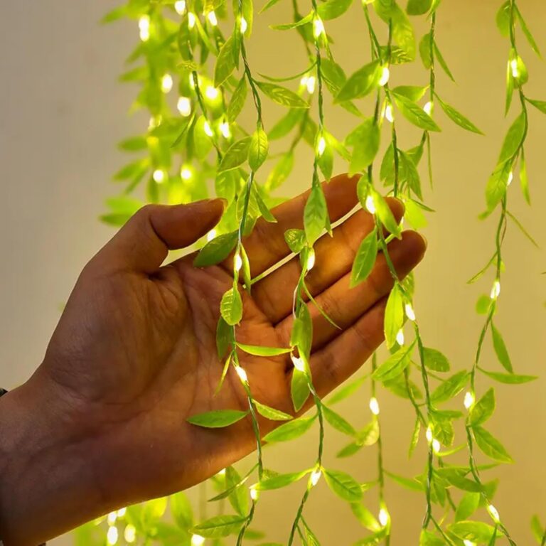 TechPride Leaf LED Curtain String Lights with Leaf Design | Warm White Decorative Fairy Lights for Bedroom, Living Room, Window, Wall, Wedding, Festival, Party & Home Décor (1 Pc, Plug Powered)