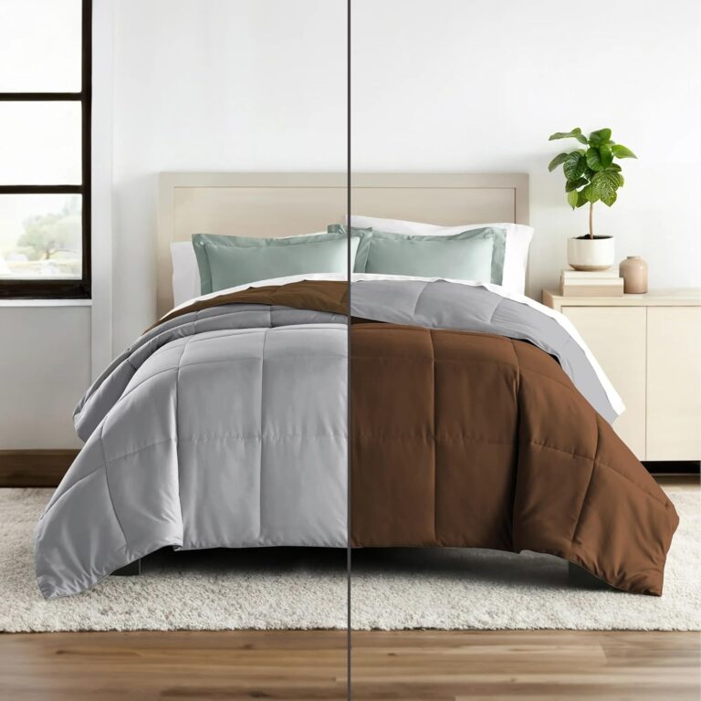 Hotel Collection 150 Gsm All Season Comforter King Size Bed AC Blanket/Quilt/Rajai Soft & Breathable Microfiber Lightweight (92″ X 106″ Inches) – King Size Bed Comforter – Brown/Silver Grey Color