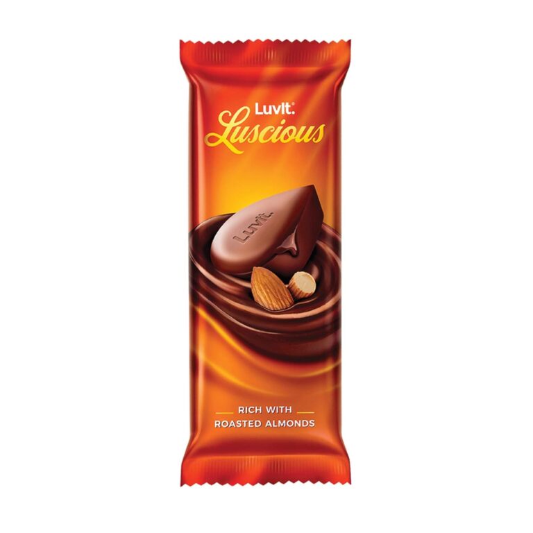 LuvIt Luscious Roasted Almonds Chocolate Bars | Multipack | Deliciously Smooth | Pack of 10-52g Each