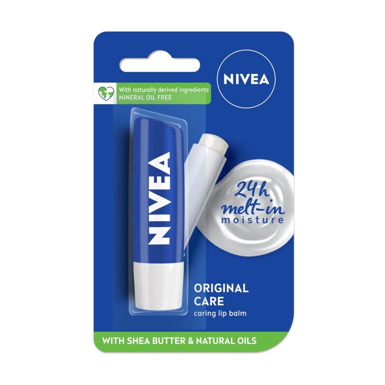NIVEA Original Care 4.8g Lip Balm|24 H Melt in Moisture Formula|Natural Oils|Nourished Lips,4.8 g (Pack of 1)