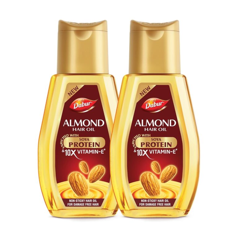 Dabur Almond Hair Oil – 580ml(290ml*2) | Provides Damage Protection | Non Sticky Formula | For Soft & Shiny Hair | With Almonds, Keratin Protein, Soya Protein & 10X Vitamin E