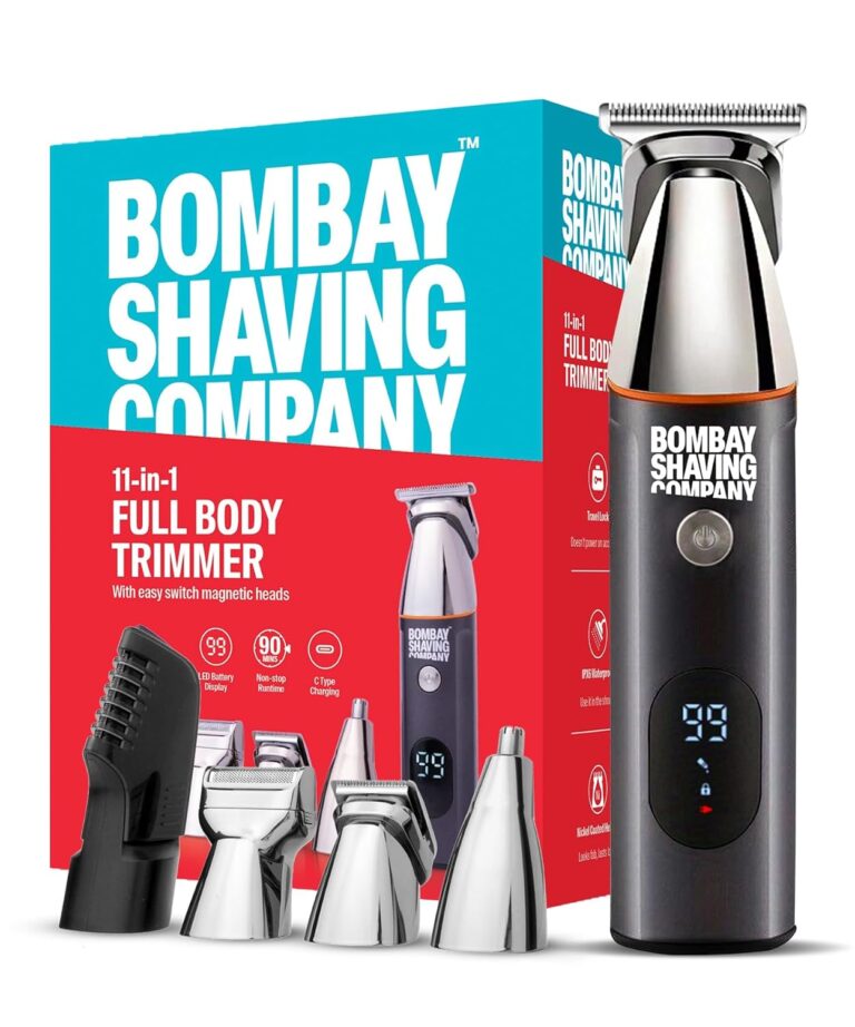 Bombay Shaving Company 11-in-1 All-in-One Grooming Kit for Men | Cordless USB Fast-Charge Trimmer IPX6 Waterproof 90-Min Runtime Smart-Lock & Self-Sharpening Stainless Steel Blades