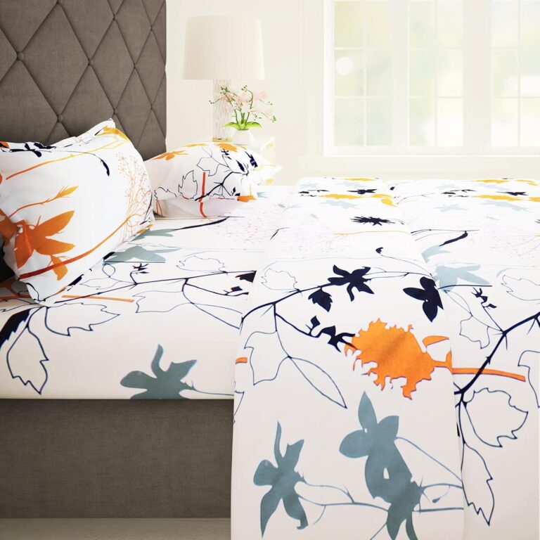 Story@Home Bedsheet for Double Size Bed | 186 TC | White | Printed | 1 Piece Cotton bedsheet for Double Size Bed with 2 Pillow Covers (225 x 250 cm) Perfect for Home Decor & Gifting | Cotton bedsheet