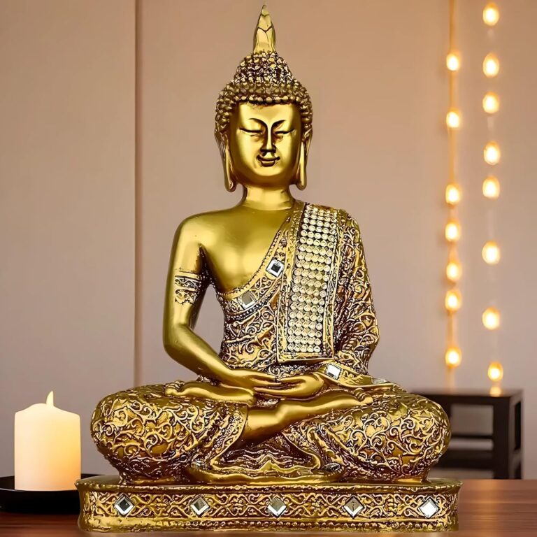 Global Grabbers New 25 Centimetre Meditating Sitting Buddha Statue showpiece Idol Home Decor Items for Living Room and Gifts (1, GOL4-BS2)