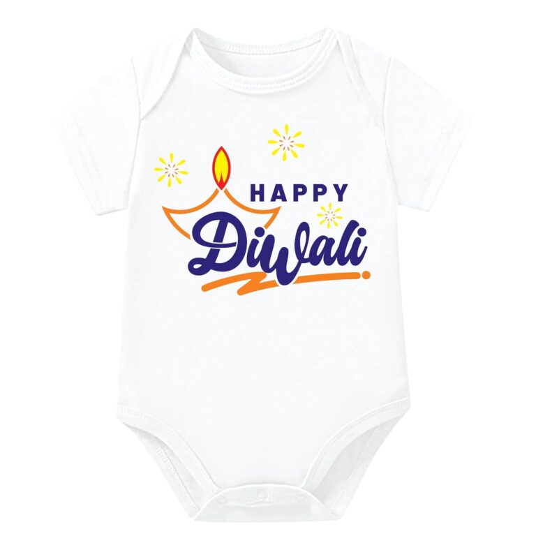Lillypupp Happy Diwali Dress For Baby Boy Girl | Diwali Romper Gift Clothes For Newborn Photography Photoshoot Outfit.